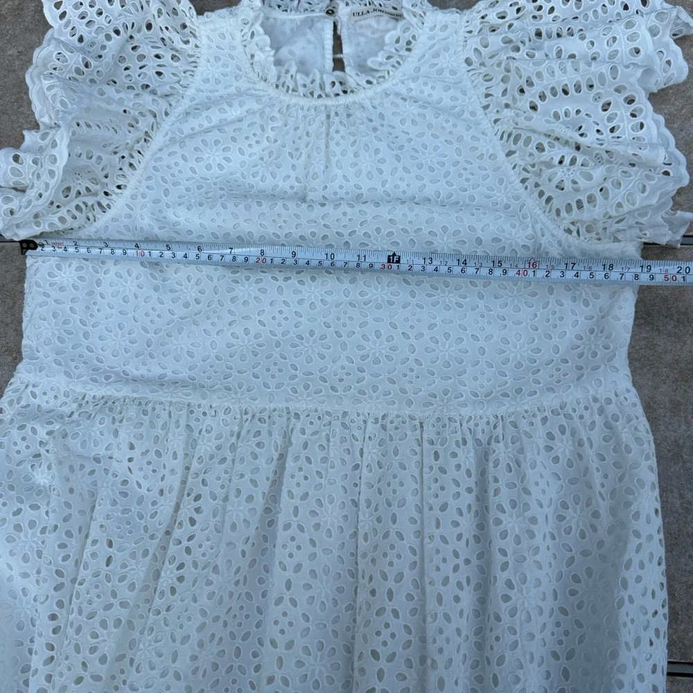 Ulla Johnson Norah Eyelet Mini Dress in White Short Sleeve Ruffle - Picture 11 of 11